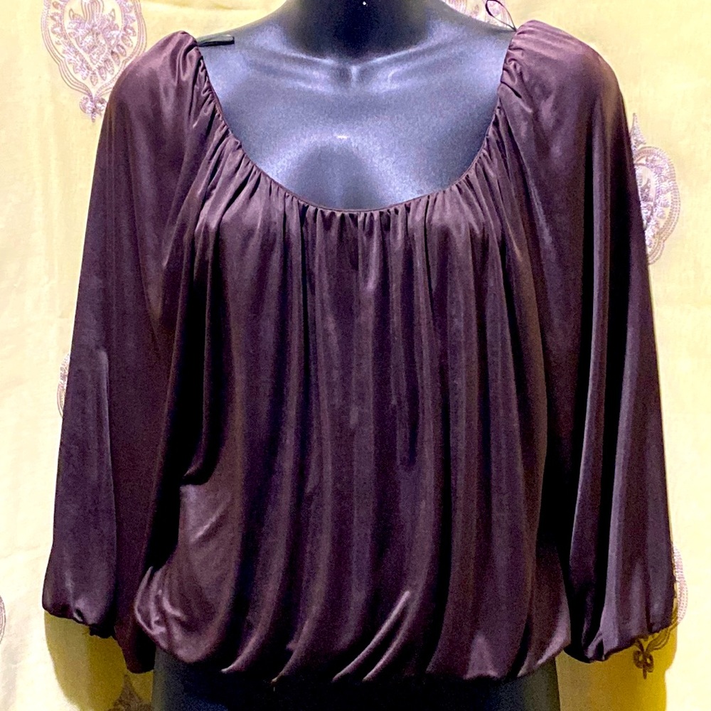 SEAN BY SEAN COMBS CROP POLYESTER SCOOP NECK TOP SZ XS BROWN